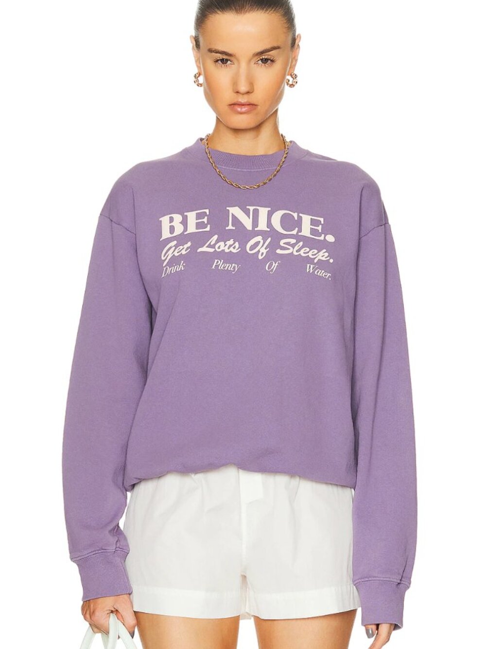 Sporty & Rich | Be Nice Crewneck Sweater in Eggplant